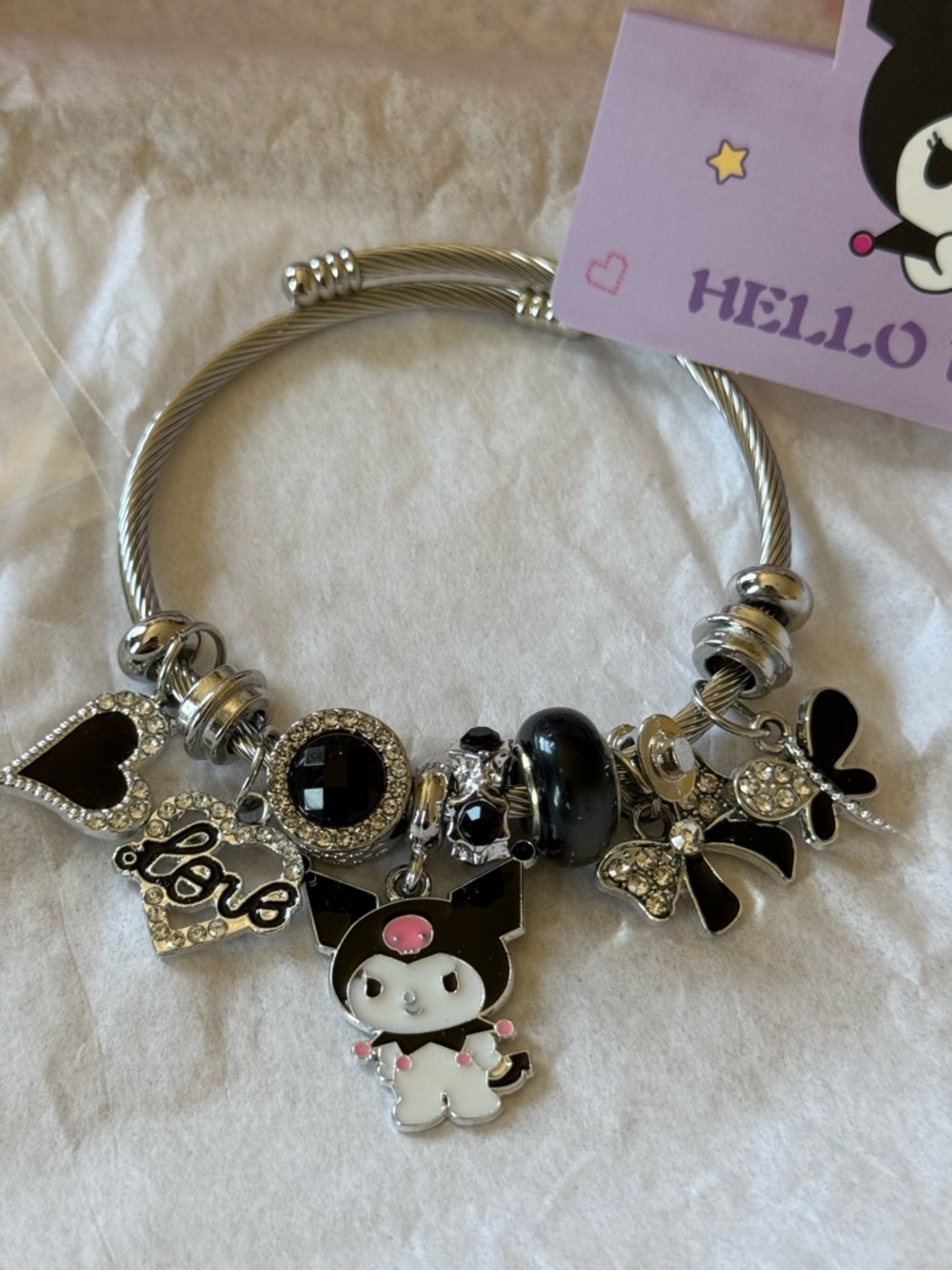 Hello Kitty Black & Silver Charm Bracelet for Kids